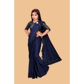 JULEE - Navy Blue Lycra Girls Saree ( Pack of 1 ) - None