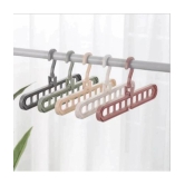 RAFTTAR 360 Degrees Rotatable Hook, Anti-Skid Plastic 9-Holes Design Closet Multi Functional Wardrobe Space Saver Folding Smart Hangers Set Plastic Pack of 4 Hangers