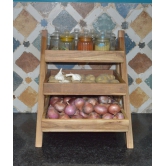 Orchid Homez Solid Wood Vegetable and Fruit Stand | Multipurpose Kitchen Organizer | Onion Baskets for Storage. Sturdy Vegetable Rack for Kitchen. Perfect Vegetable and Fruit Basket for Kitchen Storage. Durable Vegetable and Fruit Storage Unit (3 Layer).