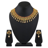 Asmitta Jewellery Zinc Golden Traditional Necklaces Set Choker - Golden