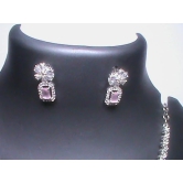 Stunning Cubic Zirconia Tennis Necklace and Stud Earrings Set in White Gold