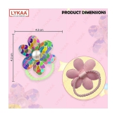 LYKAA Hair Rubber Bands With Shimmer Flowers Elastic Bands Hair Accessories Ponytail Holder - 6 Pcs - Multi