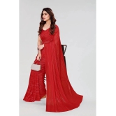 ANAND SAREES Satin Self Design Saree Without Blouse Piece - Red ( Pack of 1 ) - Red