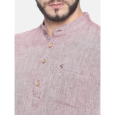 Men Maroon Hemp Long Kurta