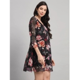 Curvydrobe Georgette Printed Mini Womens A-line Dress - Black ( Pack of 1 ) - None