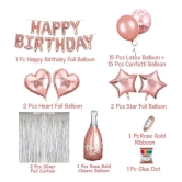 Party Propz Rose Gold Birthday Decorations Items 40Pcs Combo Set For Girls With Rose Gold Foil Balloon; Metallic Confetti Balloons; Silver Foil Curtain;Decorations Items Celebration/Balloon 