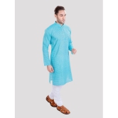 Maharaja - Blue Cotton Blend Regular Fit Mens Kurta Pyjama Set ( Pack of 1 ) - None