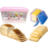 MANNAT Bread Box and Butter Box Set Multipurpose Air Tight Container Bread Butter Box with Plastic Top Cover Lid with a Knife -4700 ML,1000 ML(Set of 2,Multicolor)