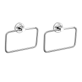 ANMEX Rectangle Stainless Steel Towel Ring for Bathroom/Wash Basin/Napkin-Towel Hanger/Bathroom Accessories - PACK OF 2