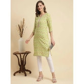 Rangita Women Green Rayon Floral Printed Knee Length Straight Kurti - None