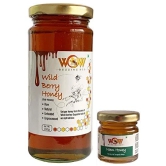 WOW BUZZING BEE Raw Honey - Wild Berry & Neem, Pack of 2 (1 - 350 GR and 1 - 55 GR)