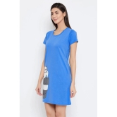 Clovia Blue Cotton Womens Nightwear Night Dress ( Pack of 1 ) - None