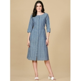 Glomee - Blue Cotton Women''s A-line Dress ( Pack of 1 ) - None