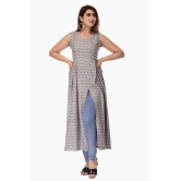 Maquien Grey Rayon Front Slit Kurti - M