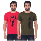 ferocious - Red Cotton Regular Fit Men's T-Shirt ( Pack of 2 ) - None