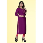 haya fashion - Magenta Rayon Women's Straight Kurti ( Pack of 1 ) - None