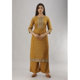 MAUKA - Gold Straight Rayon Women''s Stitched Salwar Suit ( Pack of 1 ) - None