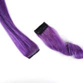 RefynHair - 100% Natural Human Hair Extensions Wigs | Purple Color Streax | 20 Inches | Pack of 4 | Streaks Highlighter For Women And Girls | Rainbow Color Hair Extensions for Festival Party