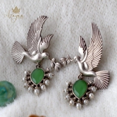 Azayaa World Light green Charming love bird earring
