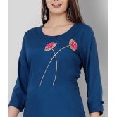 JC4U - Blue Rayon Womens Straight Kurti ( Pack of 1 ) - L