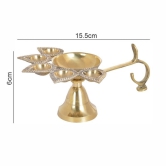 DOKCHAN Pure Brass Panch Aarti Lamp Pancharti Diya Oil Lamp Puja Aarti Diya Panch Mukhi Aarti Deepak Oil Lamp Puja Accessory for Gifting and Religious Purpose 5 Face Brass Diya Lamp