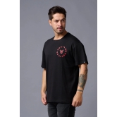 Never Give Up (in Red) Printed Black Oversized T-Shirt for Men XXL