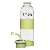 Femora Borosilicate Glass Green Leak Proof Drinkware Water Bottle, 500 ML