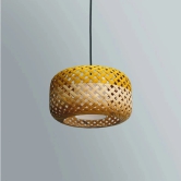 Bamboo Pendant Lamp: Handmade Wicker Light, Woven Hanging Ceiling Lamp for Living Room and Office, Set of 1-Yellow