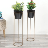 Big Pot Shape Planter Gold & Black (Set of 2)-Gold & Black