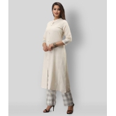 MAUKA - White Front Slit Cotton Womens Stitched Salwar Suit ( Pack of 1 ) - 3XL