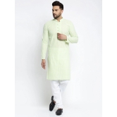 Jompers Mens Dark-Green Embroidered Kurta Payjama Sets-S / Green