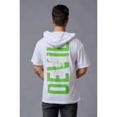 Devil (in Green) Printed White Hooded Oversized T-Shirt for Men 5XL