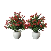 BAARIG - Red Daisy Artificial Flower ( Pack of 2 )