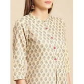 Rangita Women Beige Gold Printed Calf Length Straight Kurti - None