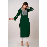 Kapadia - Green Rayon Womens Straight Kurti ( Pack of 1 ) - None