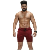 Omtex Red Polyester Fitness Shorts - None