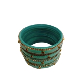 Seafoam Green Glass Rhinestone Bangle Set