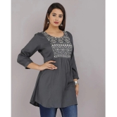 JC4U - Grey Rayon Womens Flared Kurti ( Pack of 1 ) - None