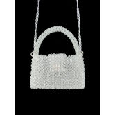 FHS Wedding & Party Style  Crystal Work clutch bag -White