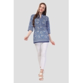 Meher Impex Cotton Blend Printed A-line Womens Kurti - Blue ( Pack of 1 ) - None