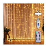 Party Propz 300 LED Fairy Curtain Lights- with Remote Control Adjustable Brightness; USB Plug for Bedroom Indoor Outdoor Garden Birthday Balloon Decoration Items/Husband Wife Kids; Warm