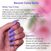 PRINTED SHORT SQUARE NAILS - (NAIL KIT INCLUDED)-Blue