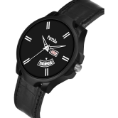 HMTe -  Black Leather Analog Mens Watch