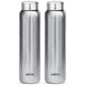 Milton Aqua 1000 Stainless Steel Water Bottle, Set of 2, 950 ml Each, Silver | 100% Leak Proof | Office Bottle | Gym Bottle | Home | Kitchen | Hiking | Treking Bottle | Travel Bottle - Silve