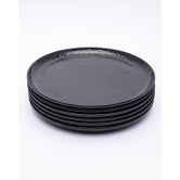 Round Quarter Plates, Half Plates, Dinner Set, Hammered Melamine, Black, Pack of 6