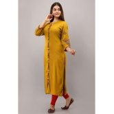 Preksha - Mustard Rayon Womens Front Slit Kurti ( Pack of 1 ) - None