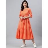 Janasya - Cotton Orange Womens Fit And Flare Dress ( Pack of 1 ) - None