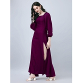 JASH CREATION Rayon Solid Full Length Womens Side Slit Dress - Magenta ( Pack of 1 ) - None