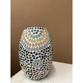 Aarna Creations Turkish Mosaic Lamp in Vase Shape| Hand-Carved Multi-Color Patterned lamp | Beautiful Artistic Table lamp in Dholak Shape (Mosaic)