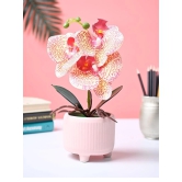 Market99 White Artificial Orchid Flower With Golden Pot